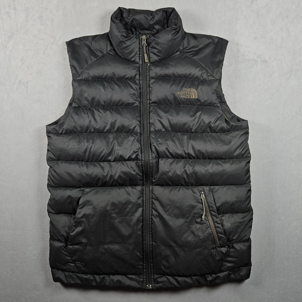 The North Face Puffer Vest Mens Medium Black 550 Down Insulated Ripstop Full Zip